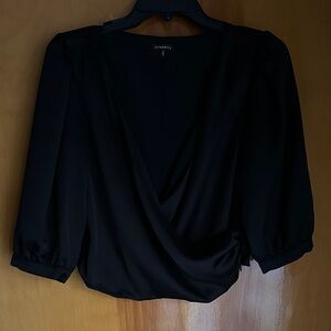 Dynamite Black Draped Blouse